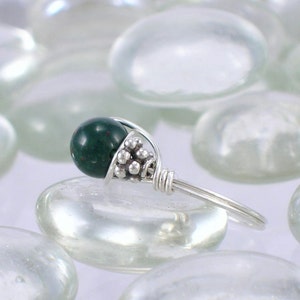 Heliotrope Bloodstone Sterling Silver Bali Bead Ring Any Size image 4