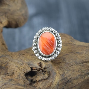 Handcrafted Sterling Silver Spiny Oyster Ring - Size 6 3/4