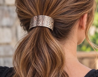 Copper Zentangle Pattern Ponytail Barrette