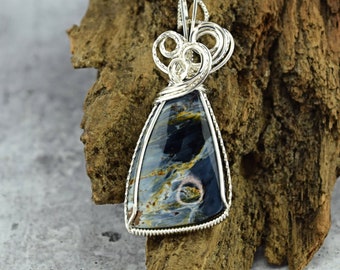 Sterling Silver Wire Wrapped Pietersite Pendant