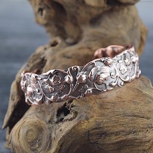 Art Nouveau Floral Copper Cuff Bracelet