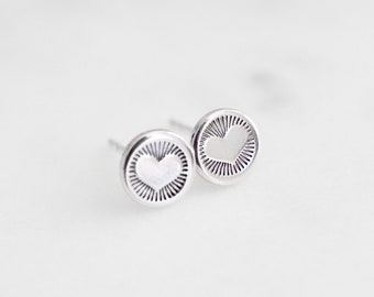 Heart Earrings - Sterling Stud Earrings - Gift for Her