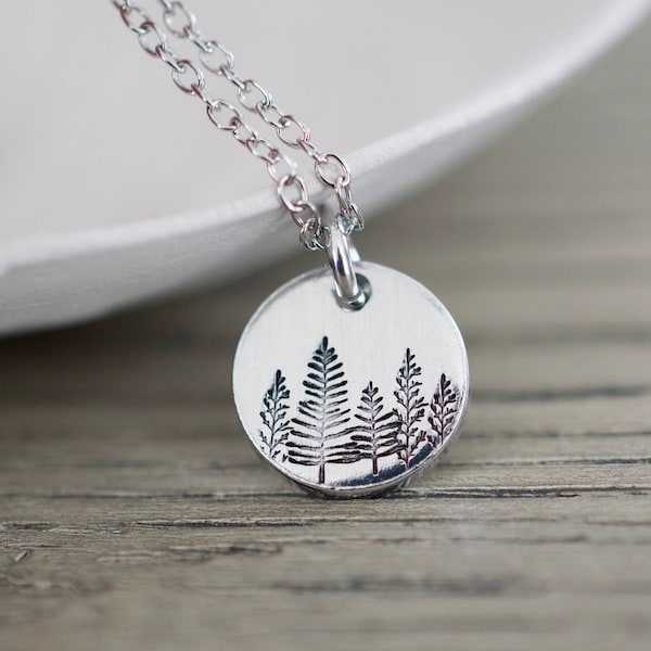 Forest Necklace - Evergreen Necklace - Small Tree Charm Pendant