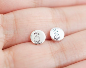 Pineapple Earrings - Sterling Stud Earrings - Fun Gift for Her