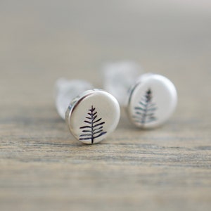 Tree Earrings, Sterling Silver Evergreen Earrings