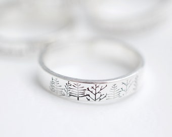 Anillo de bosque – Anillo de árbol de plata de ley