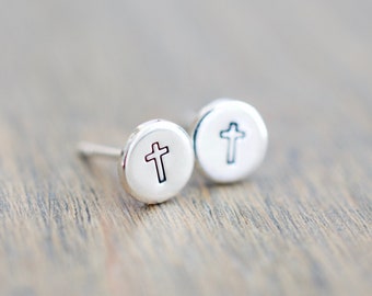 Cross Stud Earrings - Custom Sterling Earrings