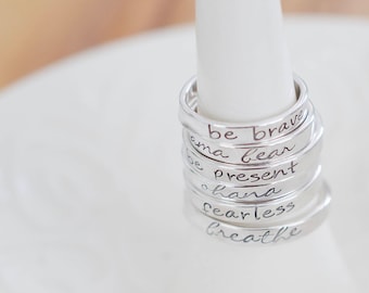 Personalized Ring - Sterling Ring - Custom Stamped Ring