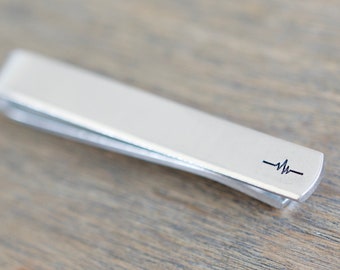 Heartbeat Tie Clip - Custom Tie Clip - Geschenken voor arts, arts, mannen, vader, hem - Echocardiology