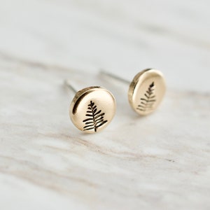 Tree Earrings - Gold Evergreen Earrings - Nature Jewelry