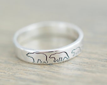 Bear Family Ring - Mama Bear Ring - Papa Bear Ring - Custom Mom Ring