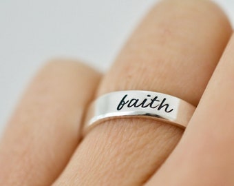 Faith Ring - Sterling Ring - Ring for Women - Gift for Her, Mom, Friend