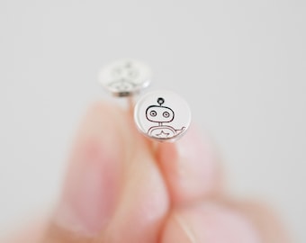 Robot Earrings - Sterling Robot Stud Earrings