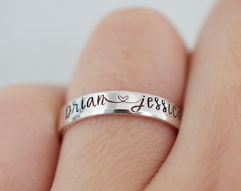 Custom Name Ring - Sterling Silver Ring - Couples Ring