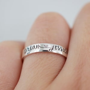 Custom Name Ring Sterling Silver Ring Couples Ring image 1