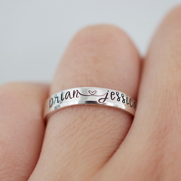 Custom Name Ring - Sterling Silver Ring - Couples Ring