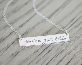 You've Got This Necklace - Sterling, 14kt Gold Fill, Rose Gold Stamped Bar Necklace