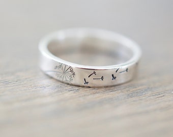 Dandelion Ring - Sterling Silver Ring - Gifts for Her