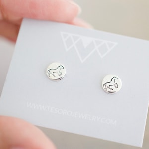 Horse Earrings - Sterling Stud Earrings - Gift for Her - Equestrian Jewelry