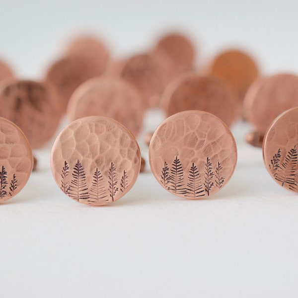 Copper Forest Cufflinks - Tree Cuff links - Evergreen Pine Cufflinks - Gift for him, Wedding