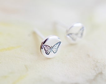 Butterfly Earrings - Sterling Silver Stud Earrings