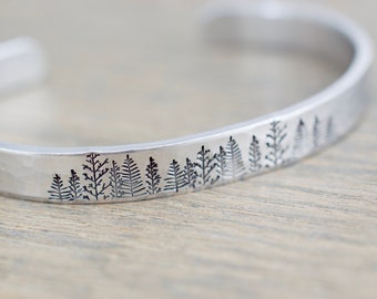 Forest Bracelet - Tree Cuff Bracelet - Nature Jewelry - 1/4 inch