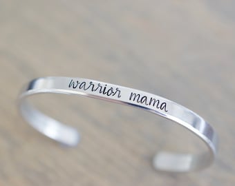 Warrior Mama Bracelet - Custom Mama Bracelet - Mom Jewelry - 1/5 inch