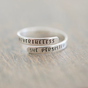 Nevertheless she persisted Wrap Ring Sterling Silver Ring image 4