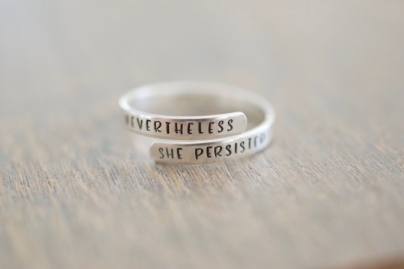 Nevertheless she persisted Wrap Ring Sterling Silver Ring image 4