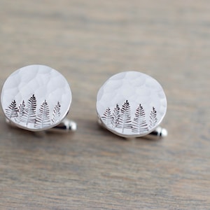 Forest Cufflinks Custom Tree Cuff links Gift for him, groom, dad, wedding image 5