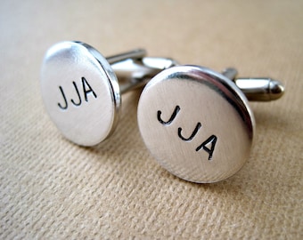 Customized Cuff Links - Initials - Hand stamped aluminum cuff links