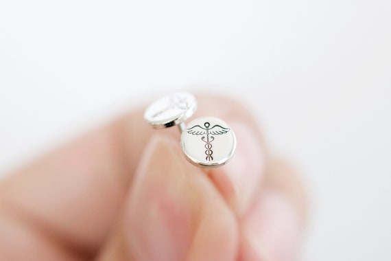 AOBOCO Orecchini A Pendente Per Infermiera In Argento 925 – Simbolo Medico Del Caduceo Con Zirconia, Regalo Laurea Per Studentessa Medicina - 4