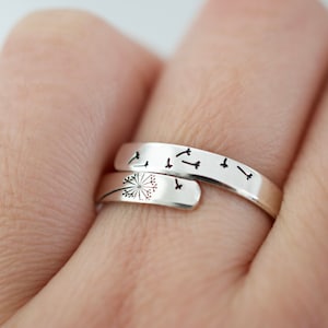 Dandelion Wrap Ring - Sterling Silver Ring