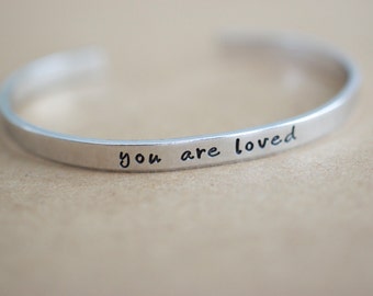 You are Loved Bracelet - Personalized Bracelet - Bracelet for Women - Personalized Gift for Women, Her, Mom - 1/5 inch