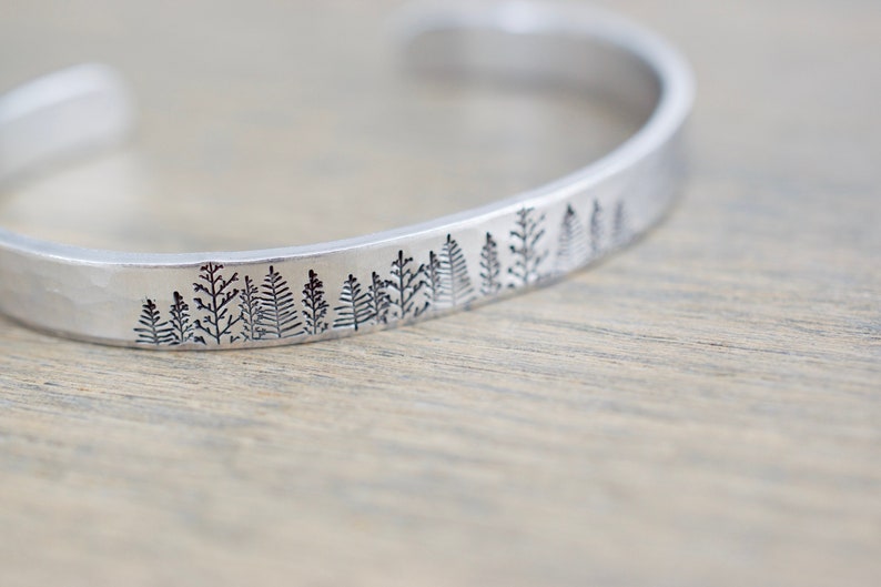 Forest Bracelet - Tree Cuff Bracelet - Nature Jewelry - 1/4 inch 