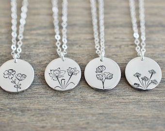 Birth Month Flower Necklace - Flower Charm