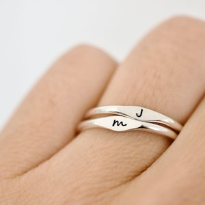 Initial Ring - Sterling Stacking Ring - Personalized Signet Ring