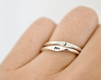 Initial Ring - Sterling Stacking Ring - Personalized Signet Ring