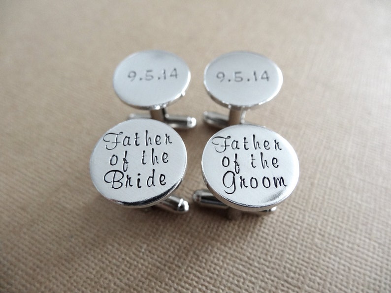 Wedding Cufflinks Father of the Groom Father of the Bride Personalized Cufflinks Wedding Jewelry image 1