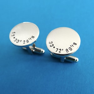 Coordinates Cufflinks - Latitude Longitude Cuff links - Personalized Cufflinks