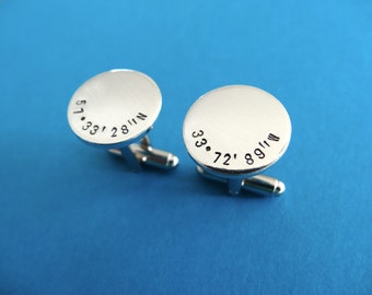 Coördinaten Manchetknopen - Latitude Longitude Cuff links - Gepersonaliseerde Cufflinks