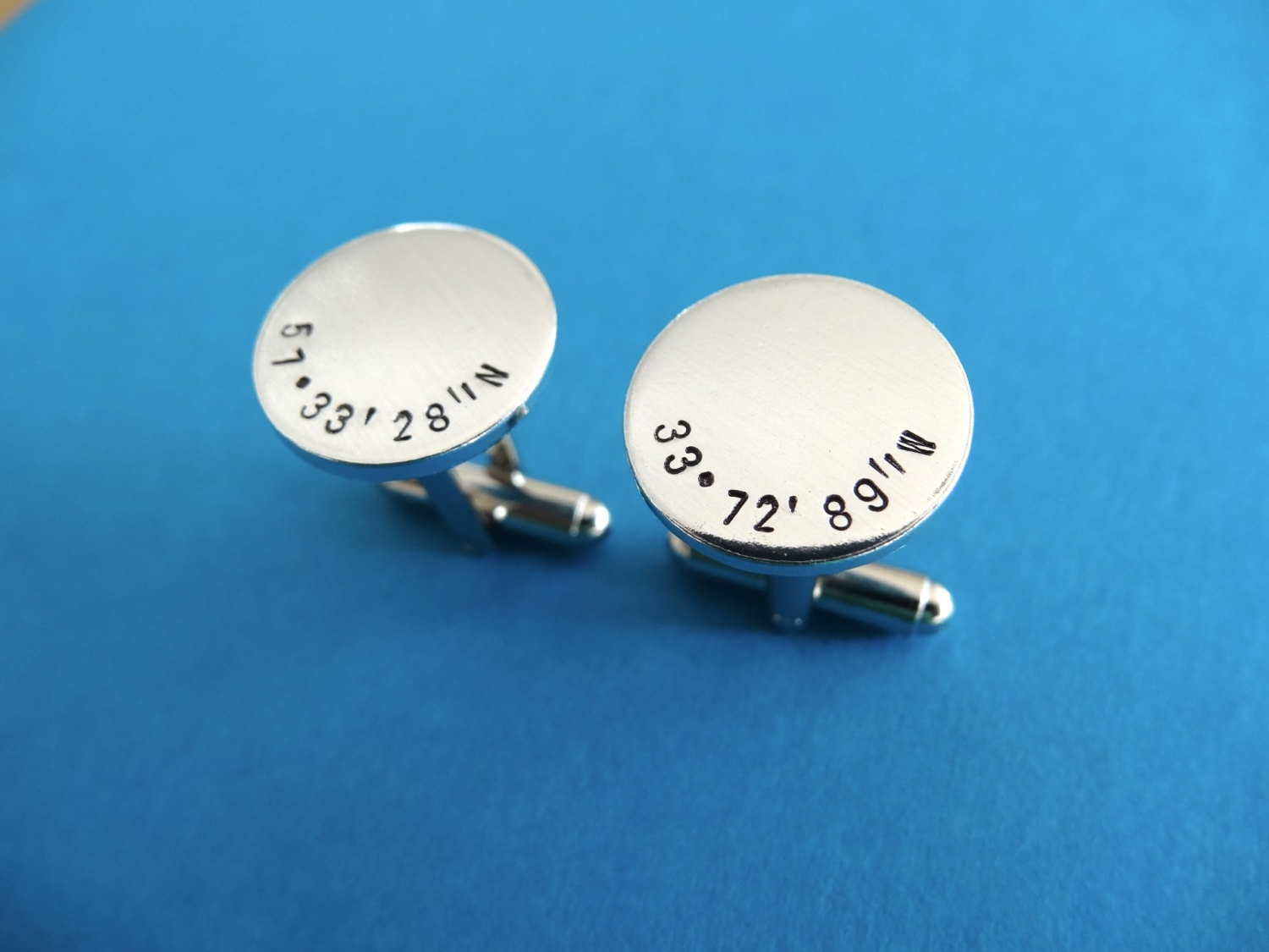 Coordinates Cufflinks - Latitude Longitude Cuff links - Personalized Cufflinks