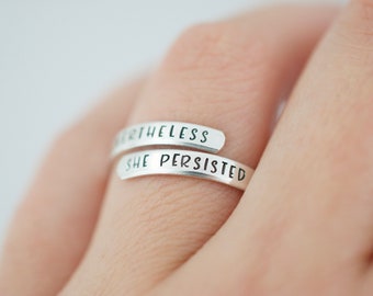 Nevertheless she persisted Wrap Ring - Sterling Silver Ring