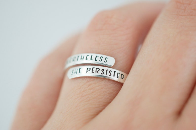 Nevertheless she persisted Wrap Ring Sterling Silver Ring image 1