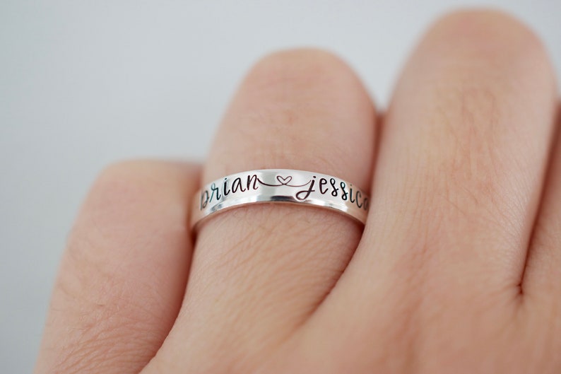 Custom Name Ring Sterling Silver Ring Couples Ring image 1