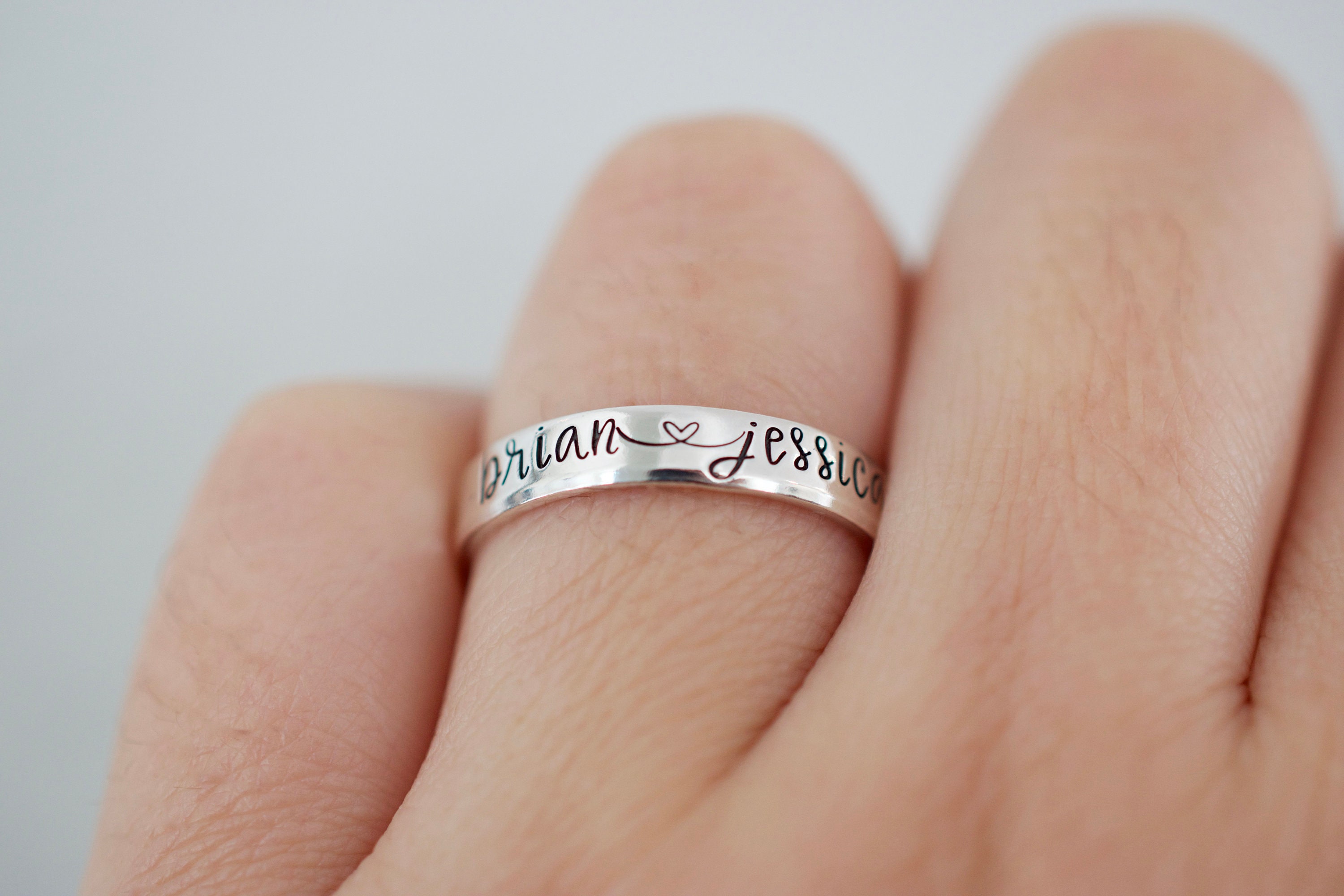 Name Ring Personalized Sterling Silver Engraved Names BFF Personalized Gift  Mother-Daughter Promise Ring for Her