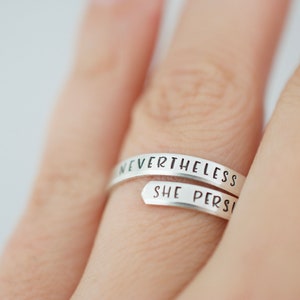 Nevertheless she persisted Wrap Ring Sterling Silver Ring image 3