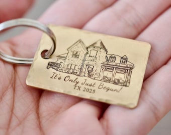 New Home Keychain, Custom Address, Personalized Housewarming Gift