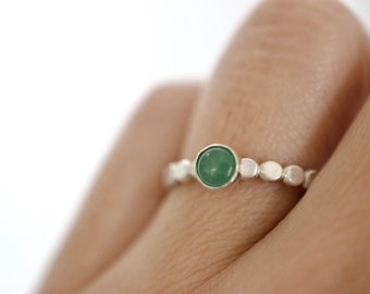 Adventurine Sterling Gemstone Ring - August Birthstone