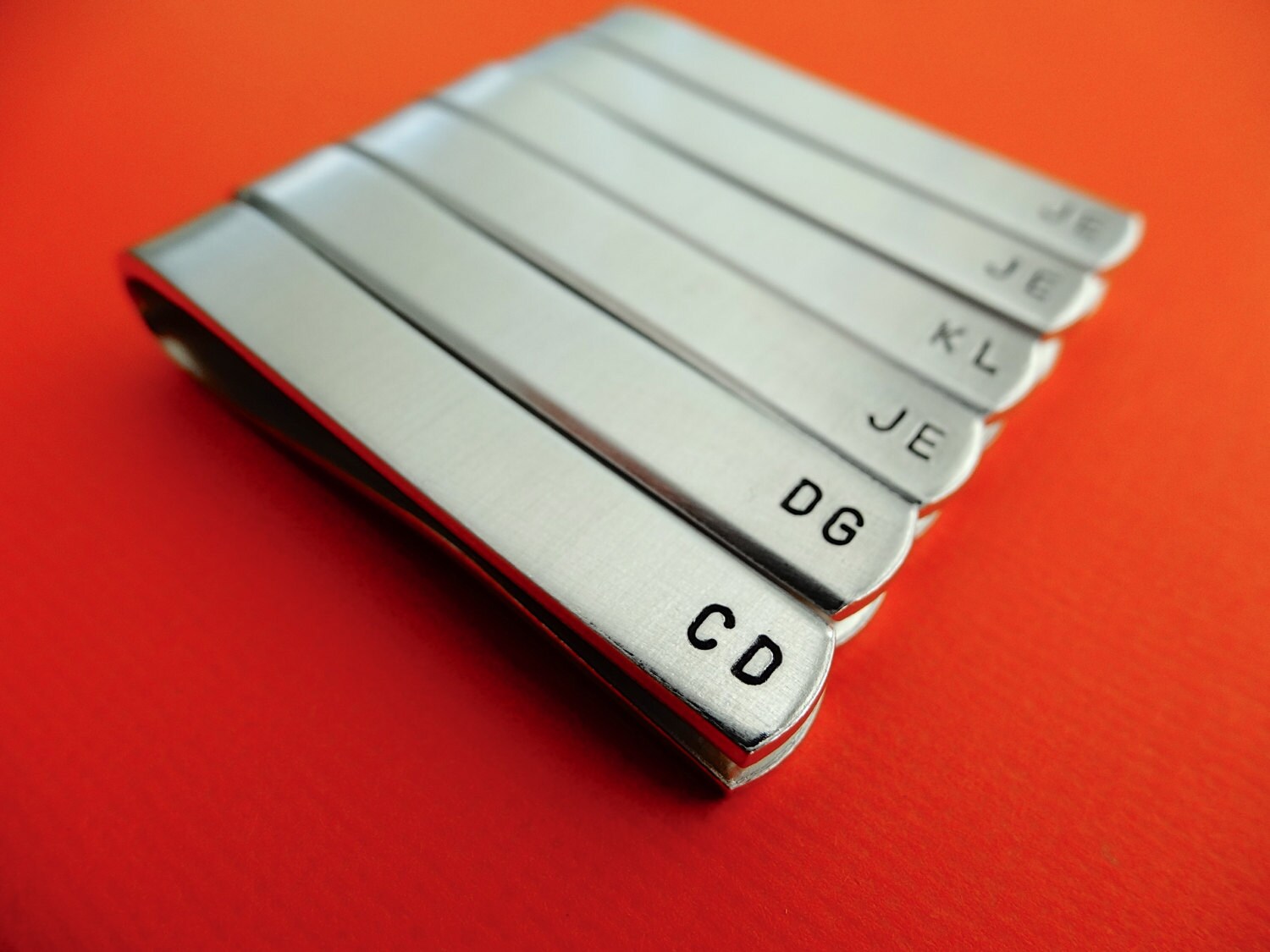 Set of 6 Personalized Tie Clips Initials Custom stamped Etsy